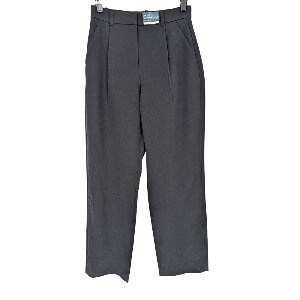 Abercrombie & Fitch Slone Pants Women 26 2R Black High Rise Straight Pleated